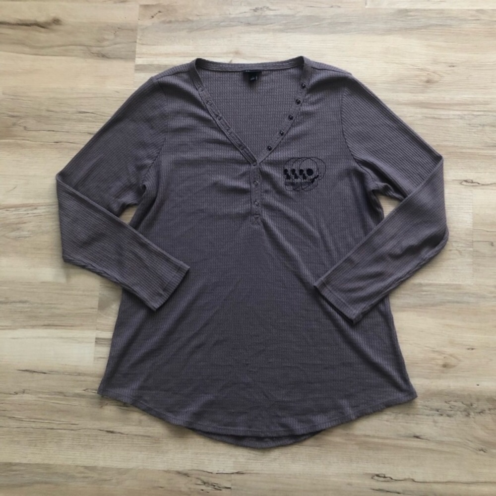 Torrid Charcoal Long Sleeve Top with Skull Detail
